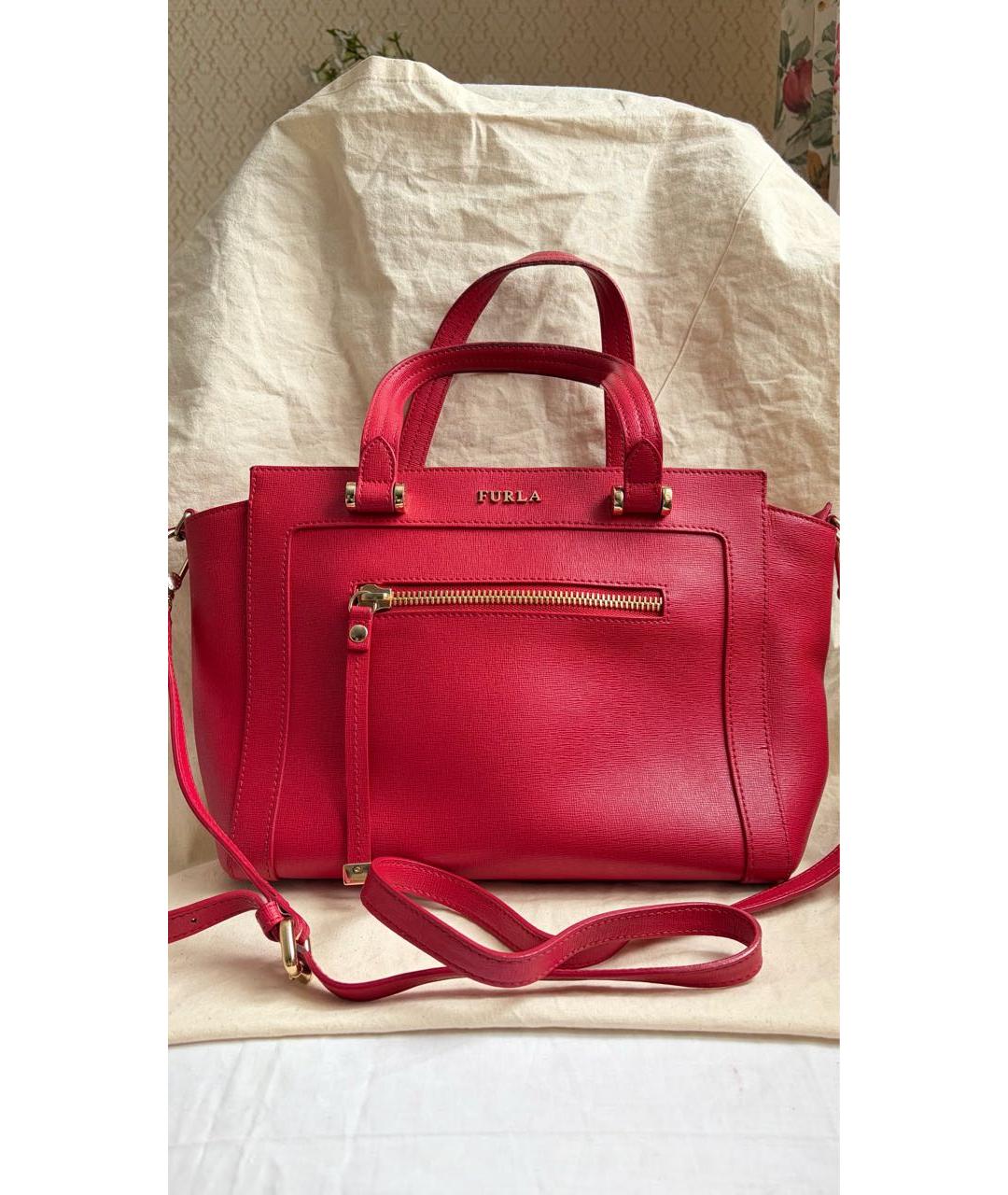 FURLA Красная кожаная сумка с короткими ручками, фото 8