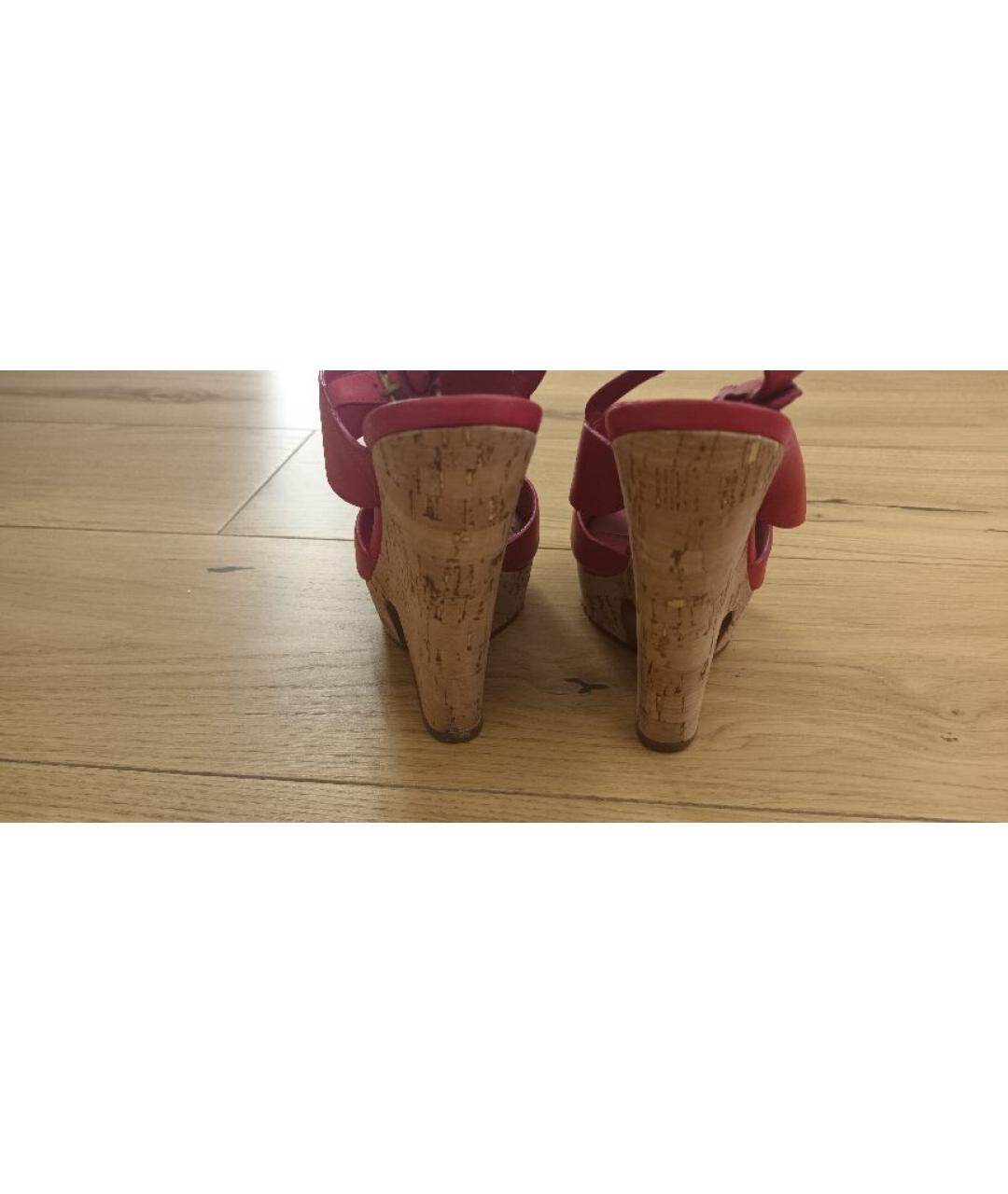 SAINT LAURENT Красные кожаные босоножки, фото 4