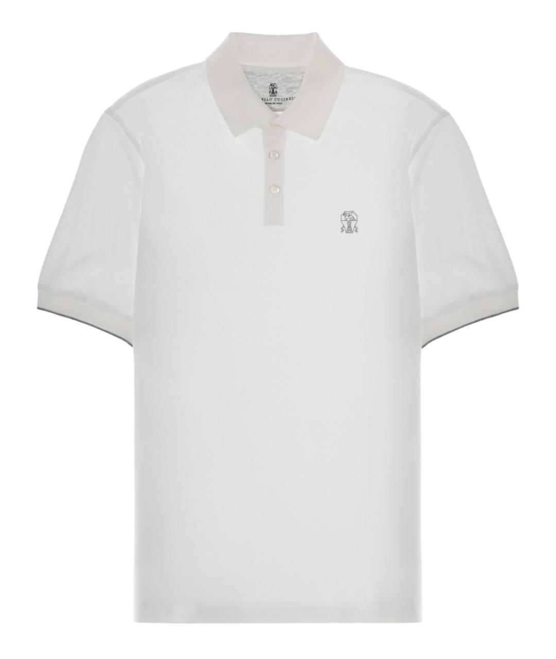 BRUNELLO CUCINELLI Белое хлопковое поло с коротким рукавом, фото 1