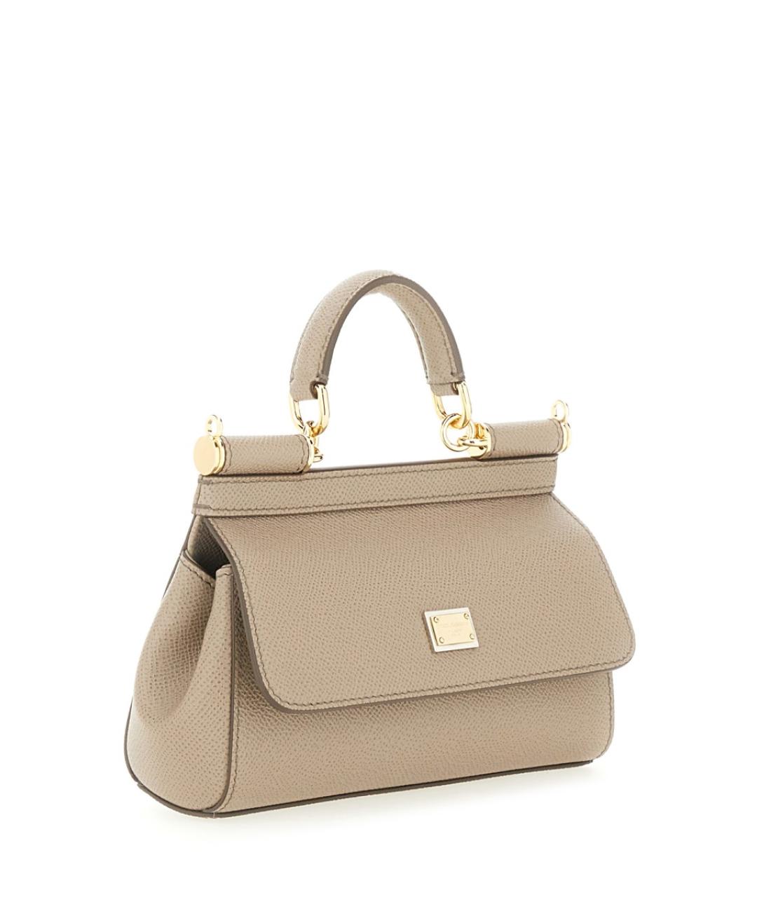 DOLCE&GABBANA Бежевая кожаная сумка тоут, фото 3