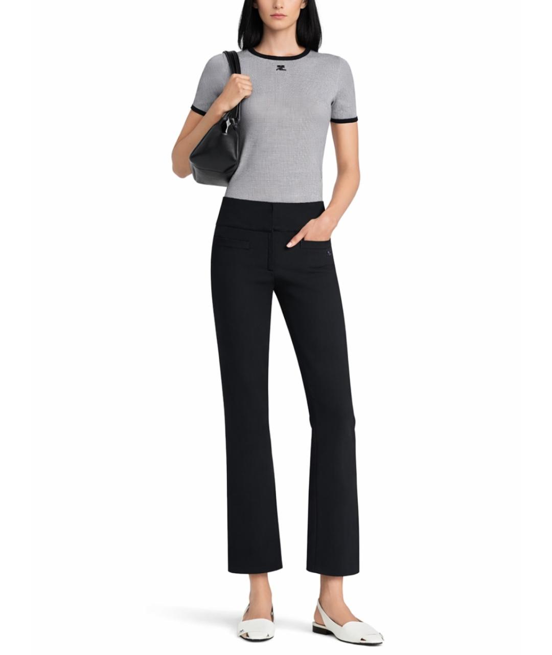 COURREGES Черная хлопковая футболка, фото 2