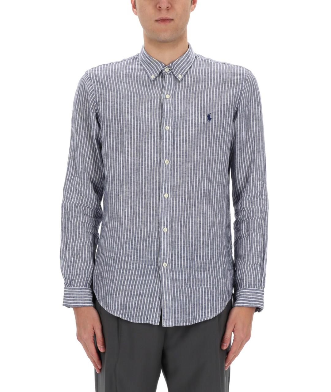 POLO RALPH LAUREN Голубая льняная кэжуал рубашка, фото 3