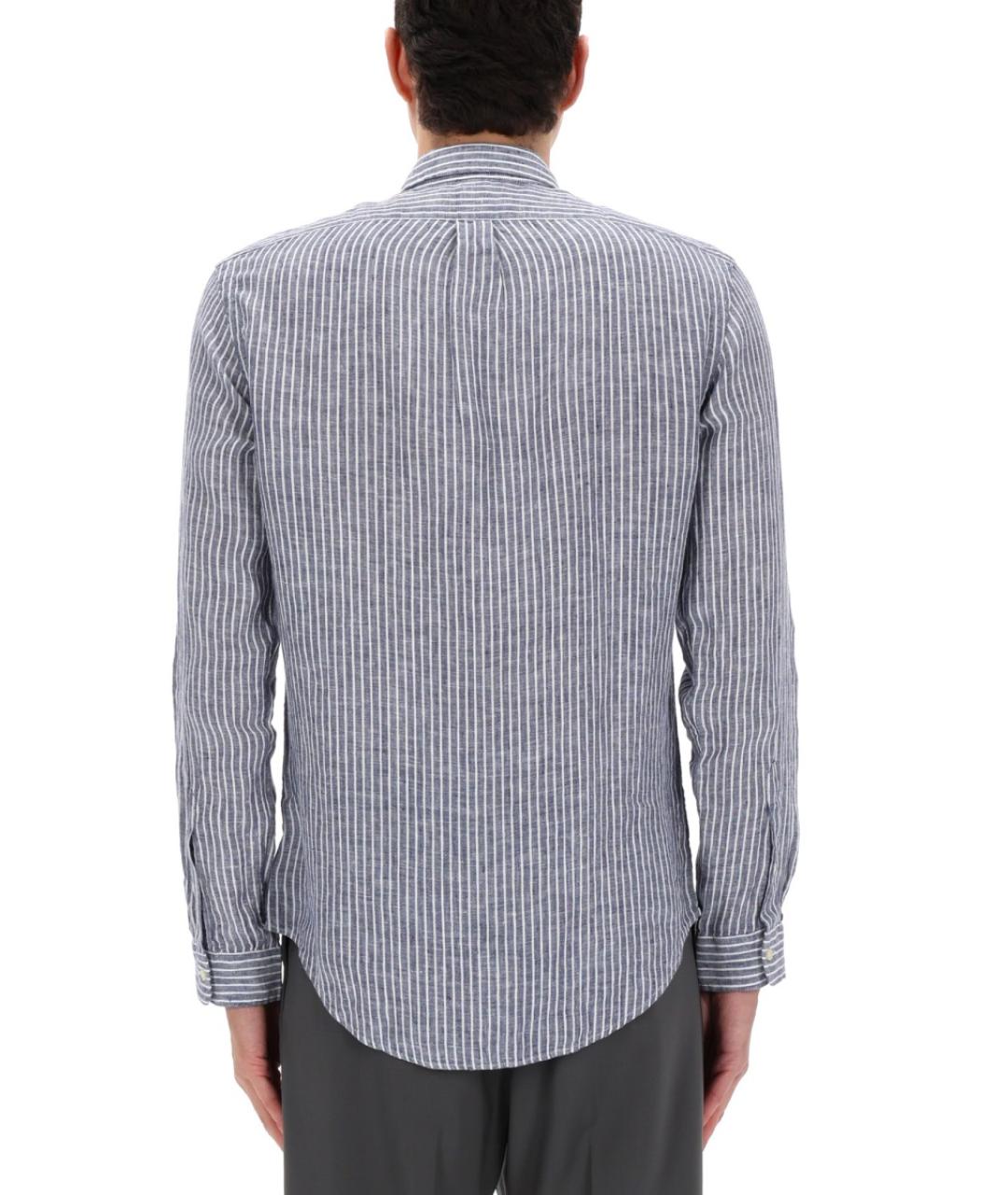 POLO RALPH LAUREN Голубая льняная кэжуал рубашка, фото 4