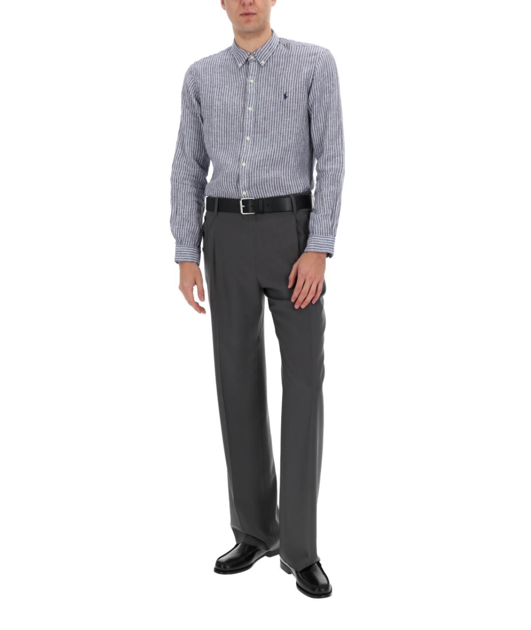 POLO RALPH LAUREN Голубая льняная кэжуал рубашка, фото 5