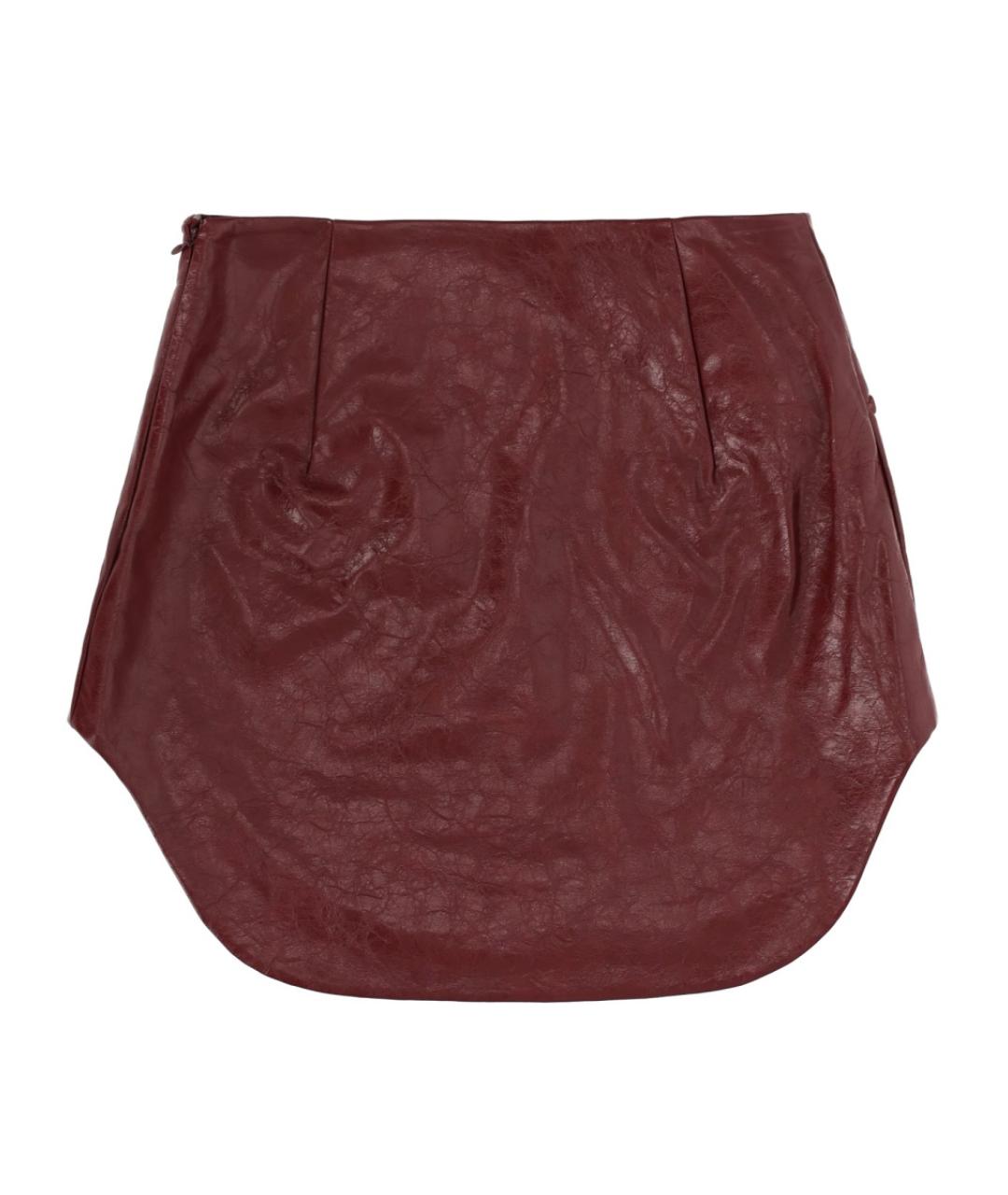 DIESEL Бордовая полиуретановая юбка мини, фото 2