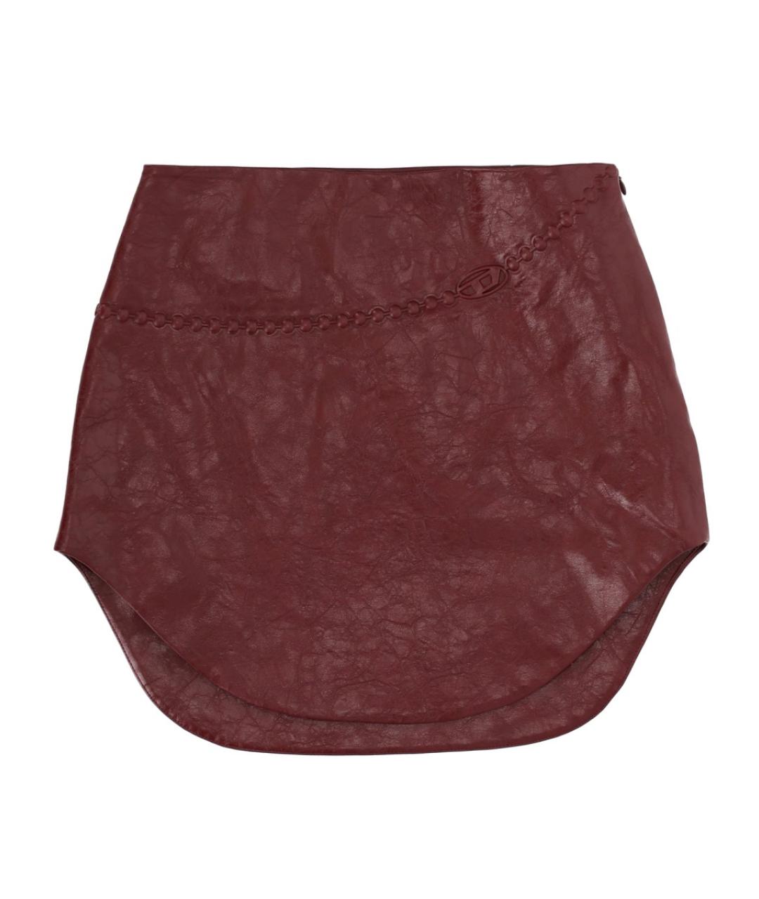 DIESEL Бордовая полиуретановая юбка мини, фото 1