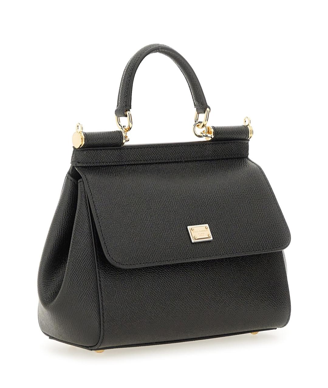 DOLCE&GABBANA Черная кожаная сумка тоут, фото 3