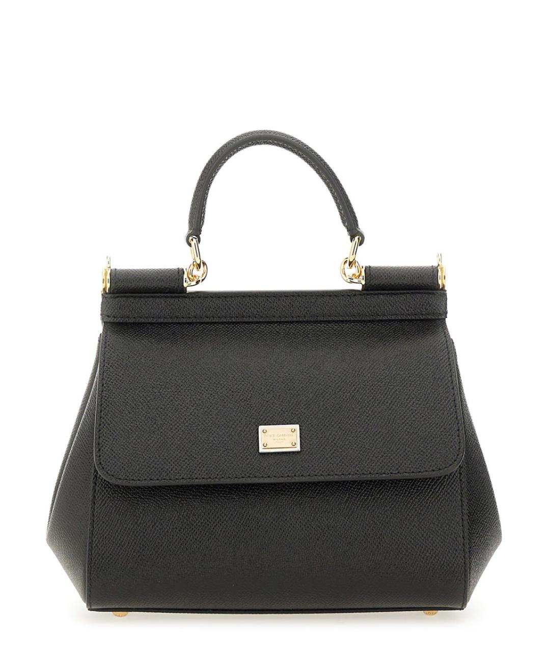 DOLCE&GABBANA Черная кожаная сумка тоут, фото 1