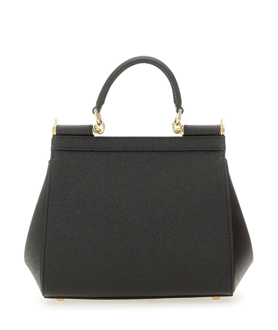 DOLCE&GABBANA Черная кожаная сумка тоут, фото 4