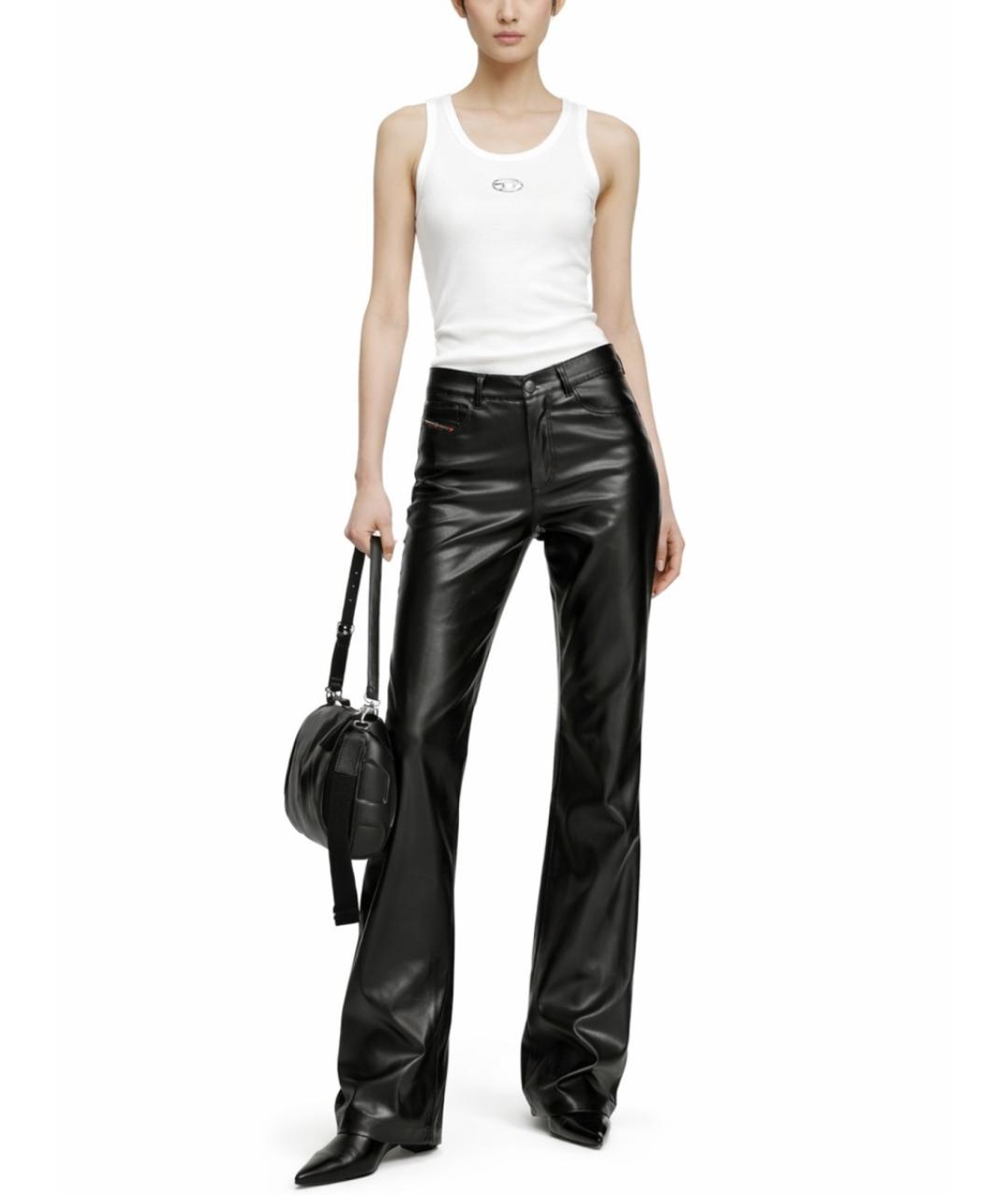 DIESEL Черные полиэстеровые прямые брюки, фото 3