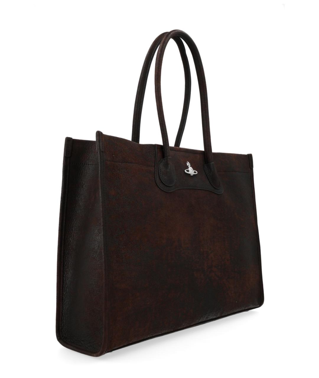 VIVIENNE WESTWOOD Коричневая кожаная сумка тоут, фото 2