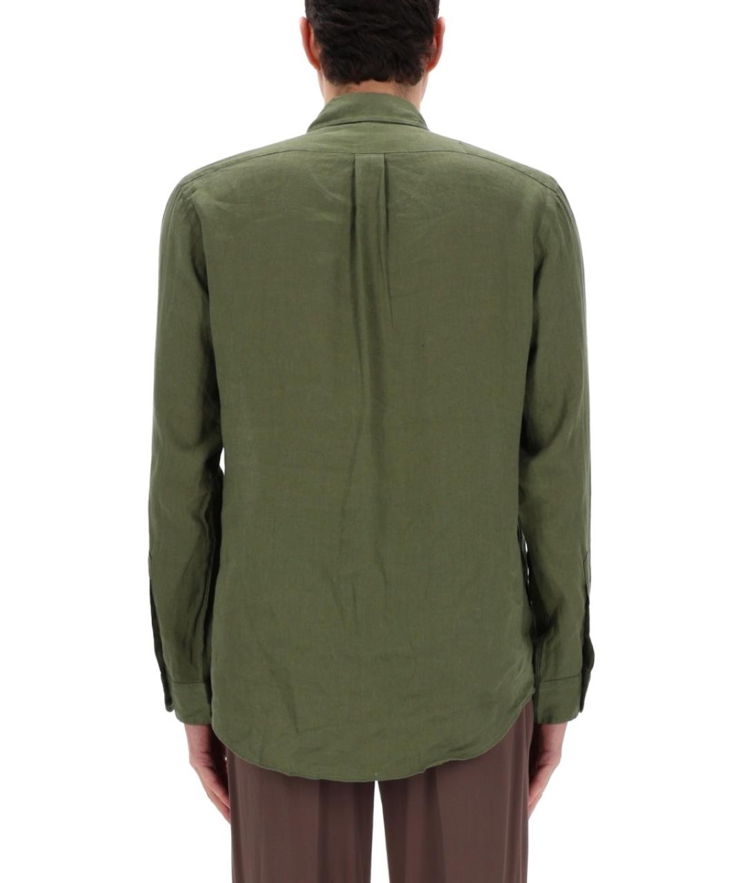POLO RALPH LAUREN Зеленая льняная кэжуал рубашка, фото 4