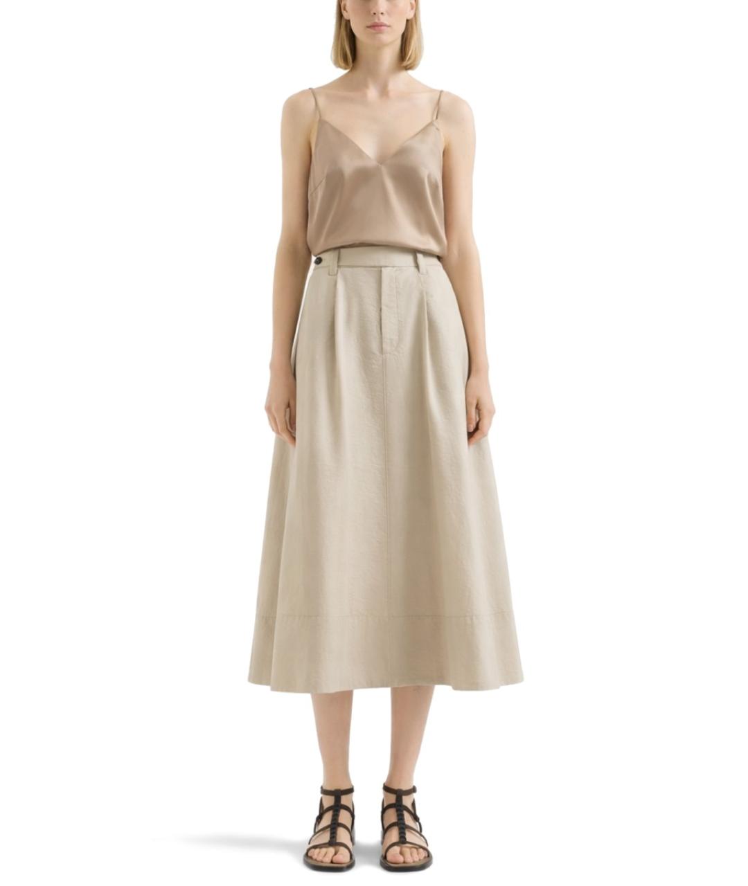 BRUNELLO CUCINELLI Бежевая хлопковая юбка миди, фото 2