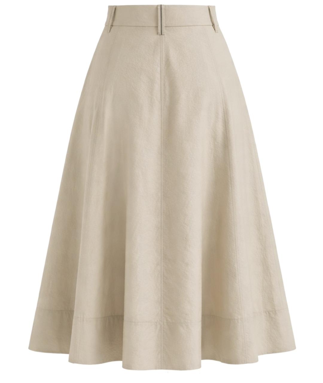BRUNELLO CUCINELLI Бежевая хлопковая юбка миди, фото 3
