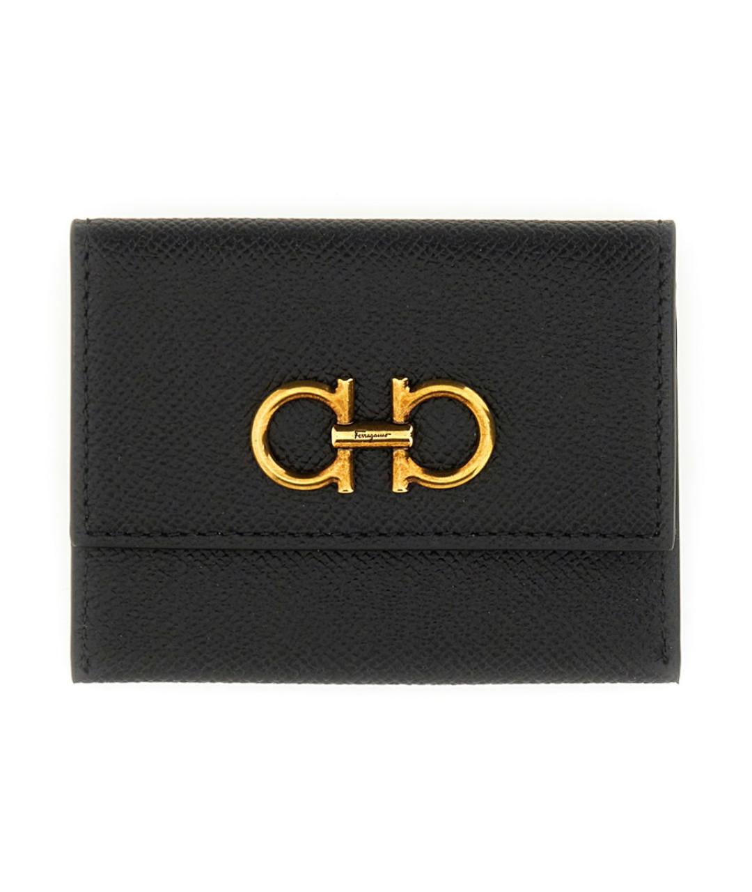 FERRAGAMO Черный кожаный кошелек, фото 1