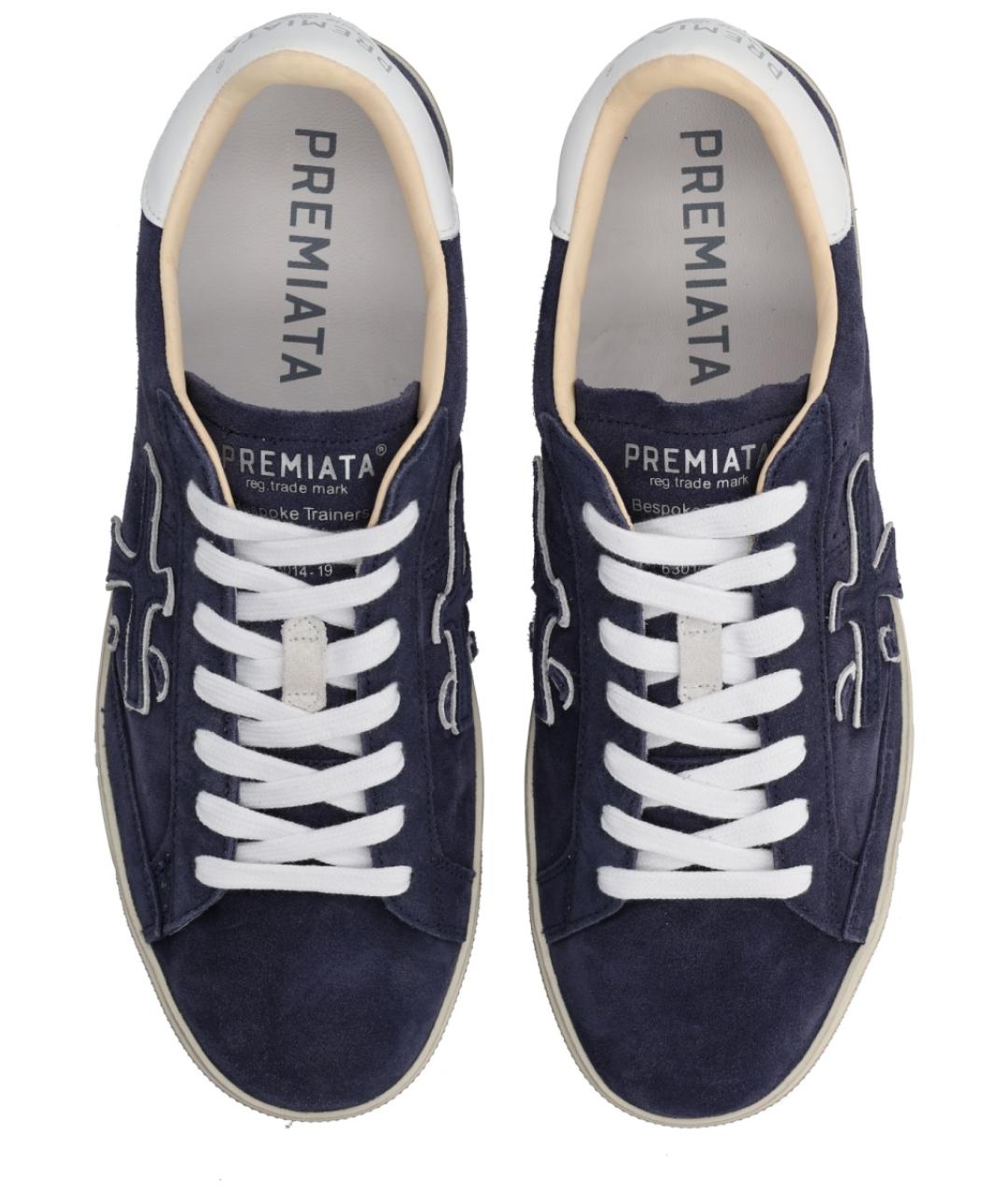 PREMIATA Синие кожаные низкие кроссовки / кеды, фото 5