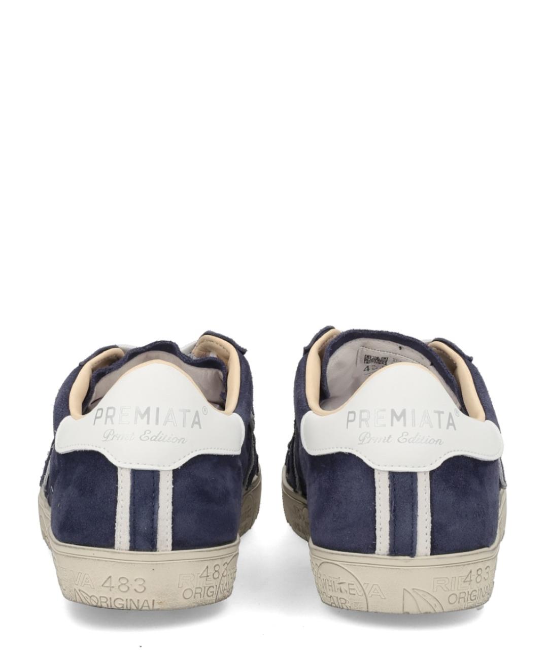 PREMIATA Синие кожаные низкие кроссовки / кеды, фото 4