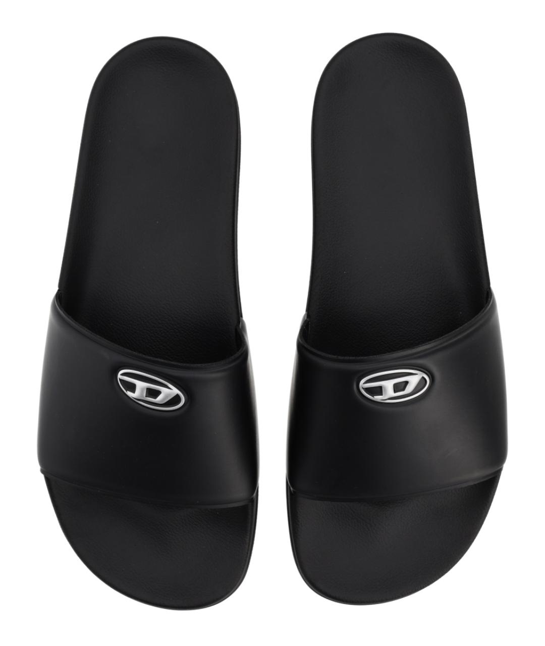 DIESEL Черные резиновые шлепанцы, фото 6