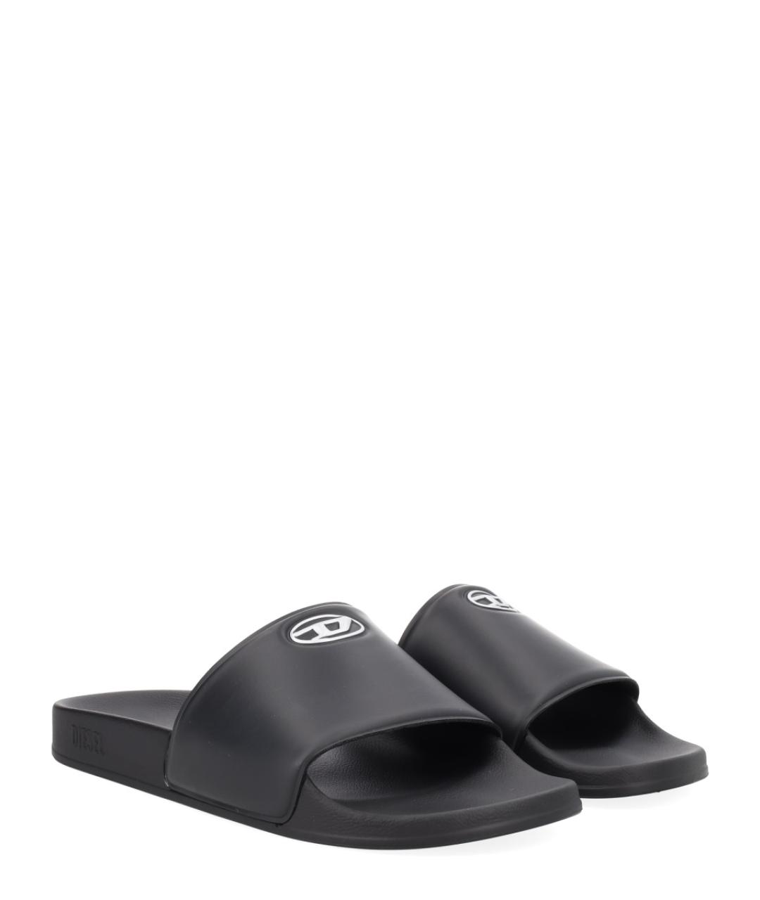 DIESEL Черные резиновые шлепанцы, фото 2