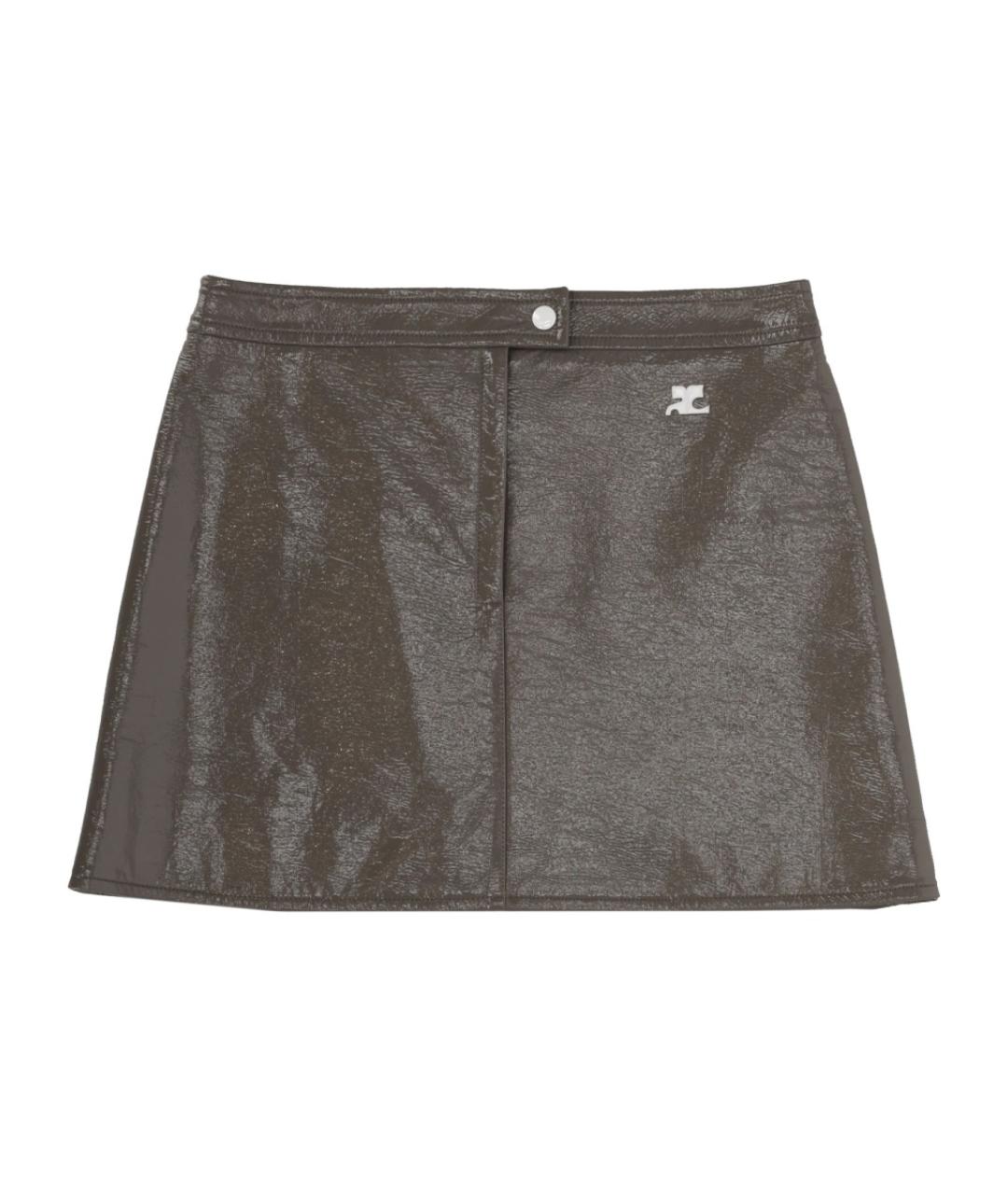 COURREGES Коричневая хлопковая юбка мини, фото 1