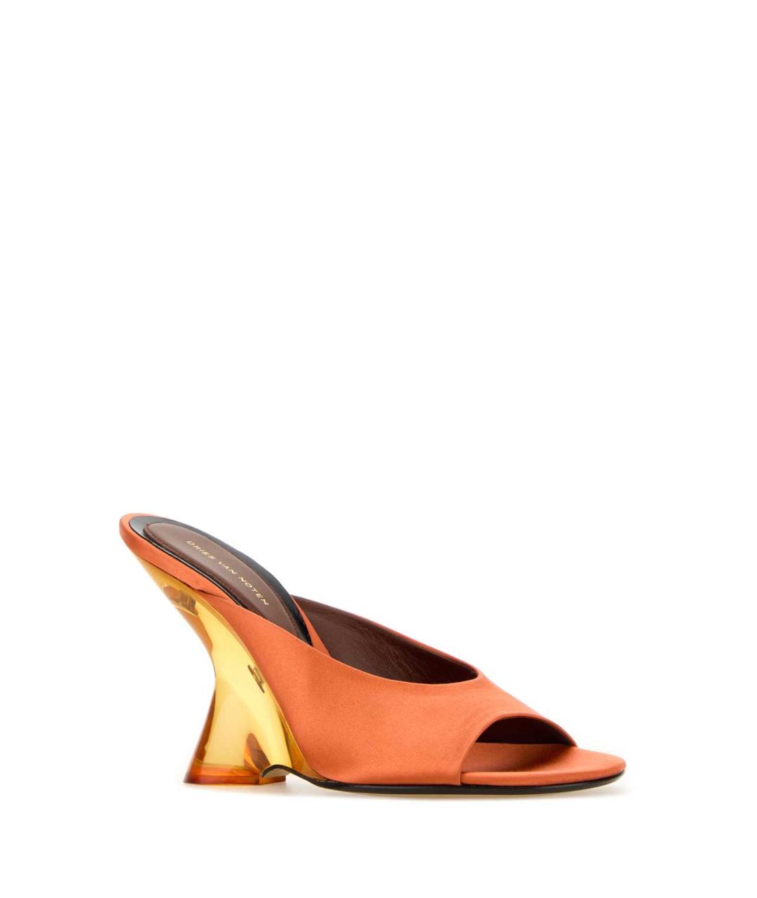 DRIES VAN NOTEN Оранжевое кожаные мюли, фото 2