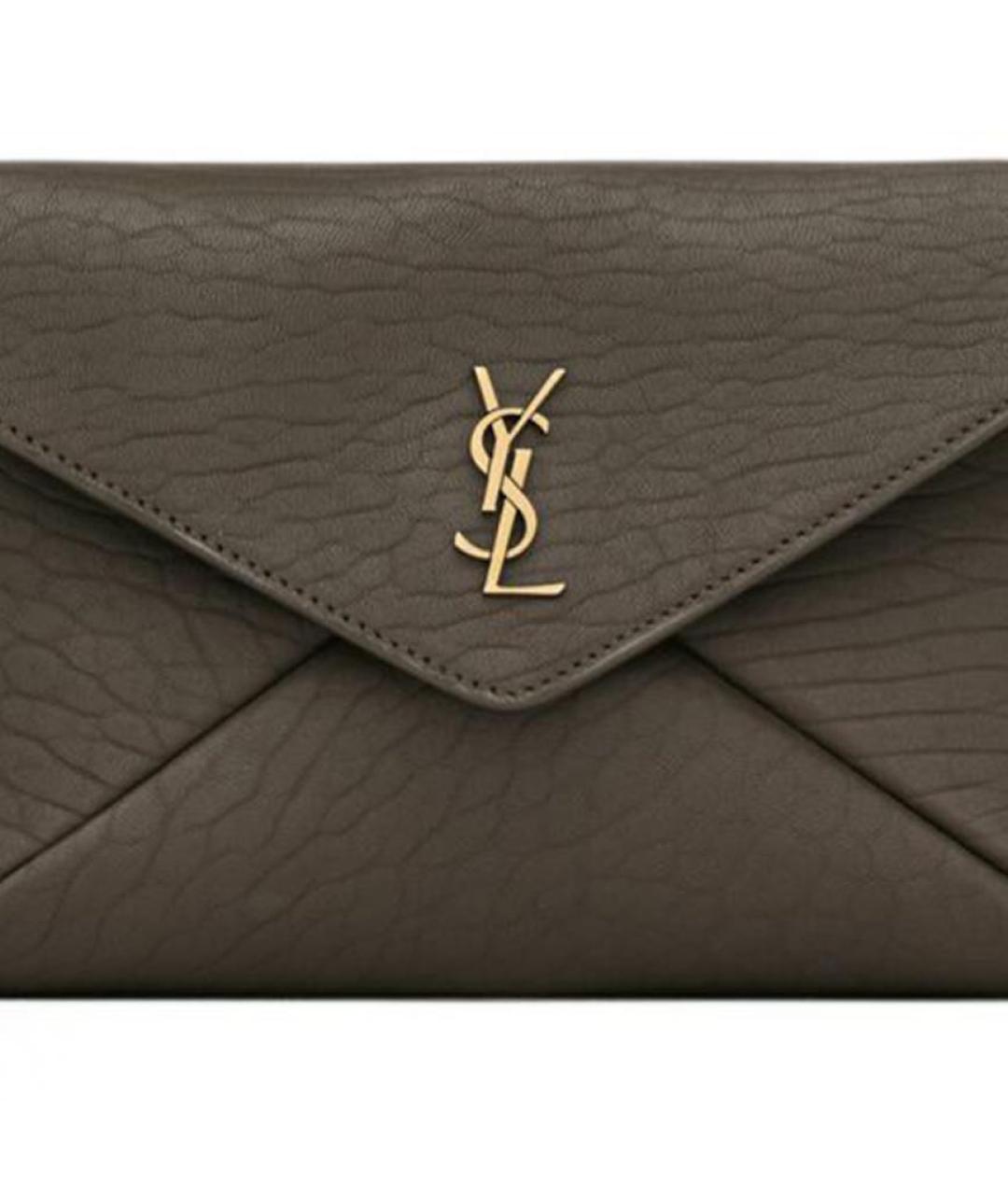 SAINT LAURENT Хаки кожаная сумка через плечо, фото 5