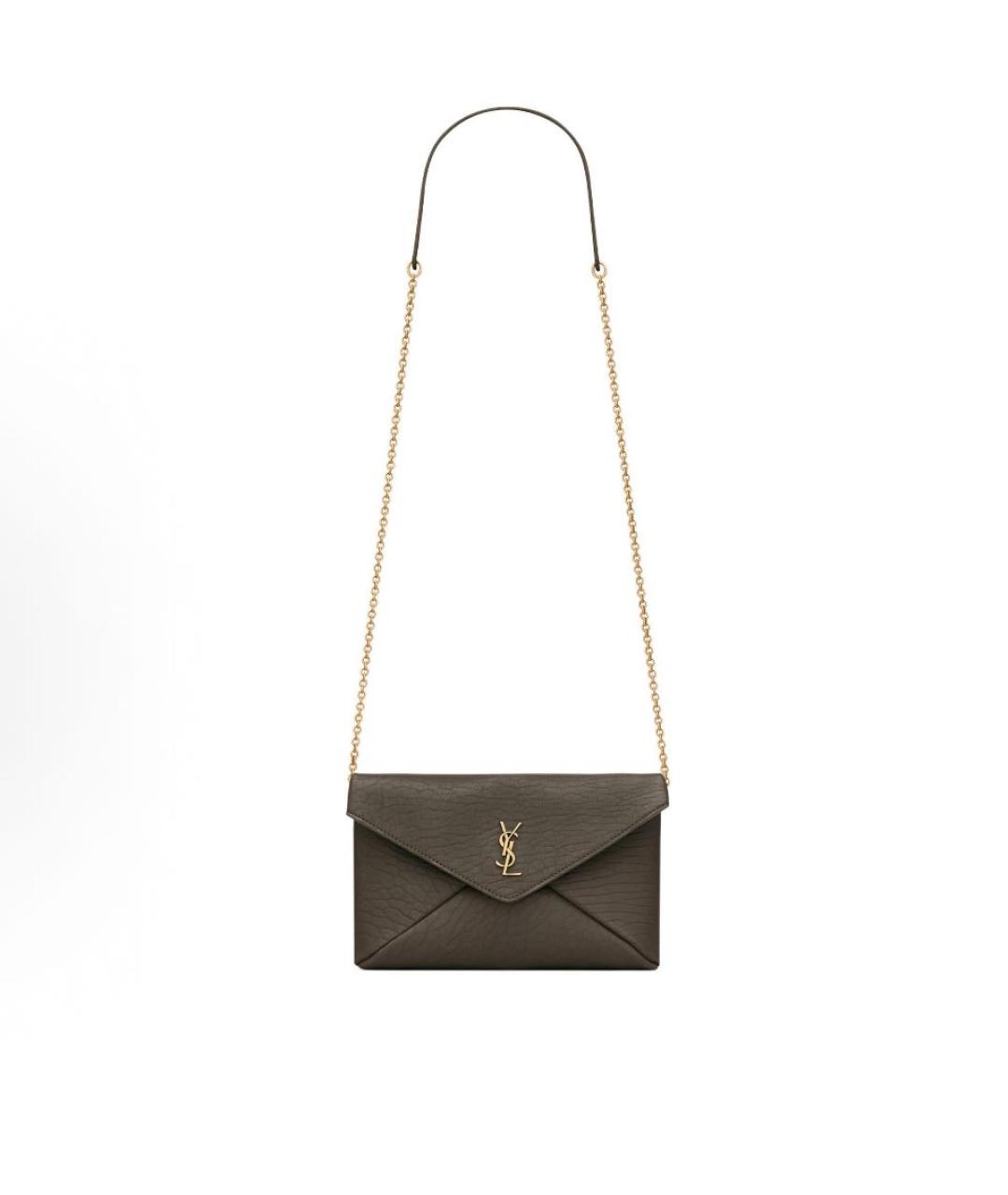 SAINT LAURENT Хаки кожаная сумка через плечо, фото 9