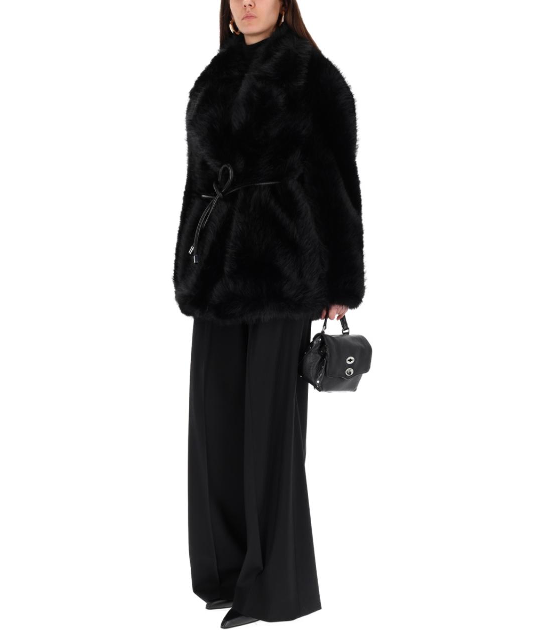 SPORTMAX Черная полиэстеровая шуба, фото 2