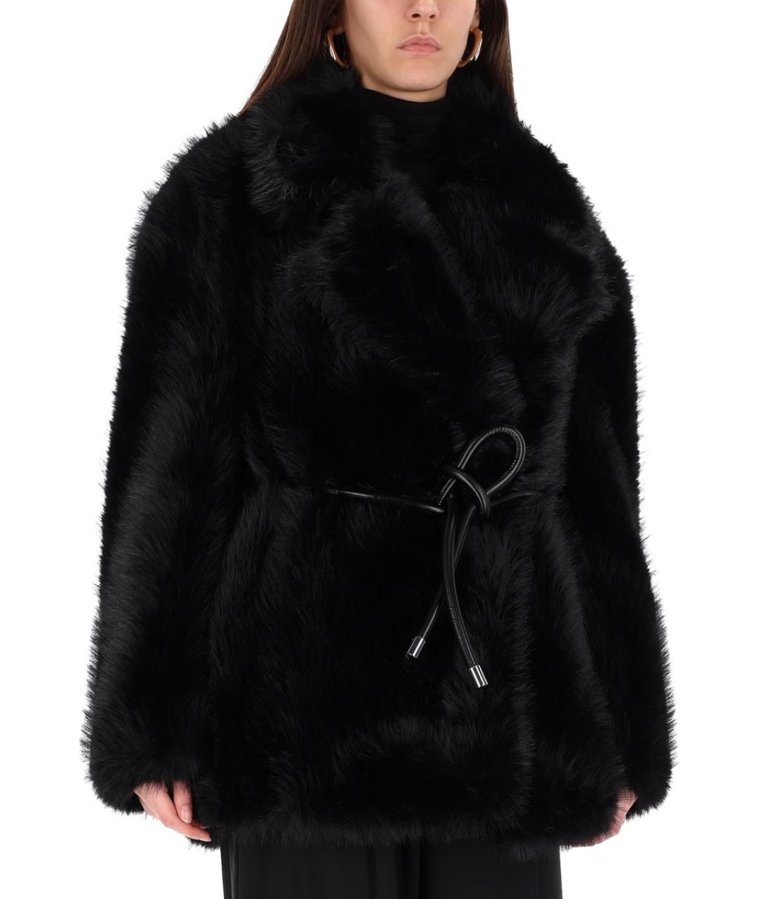 SPORTMAX Черная полиэстеровая шуба, фото 4