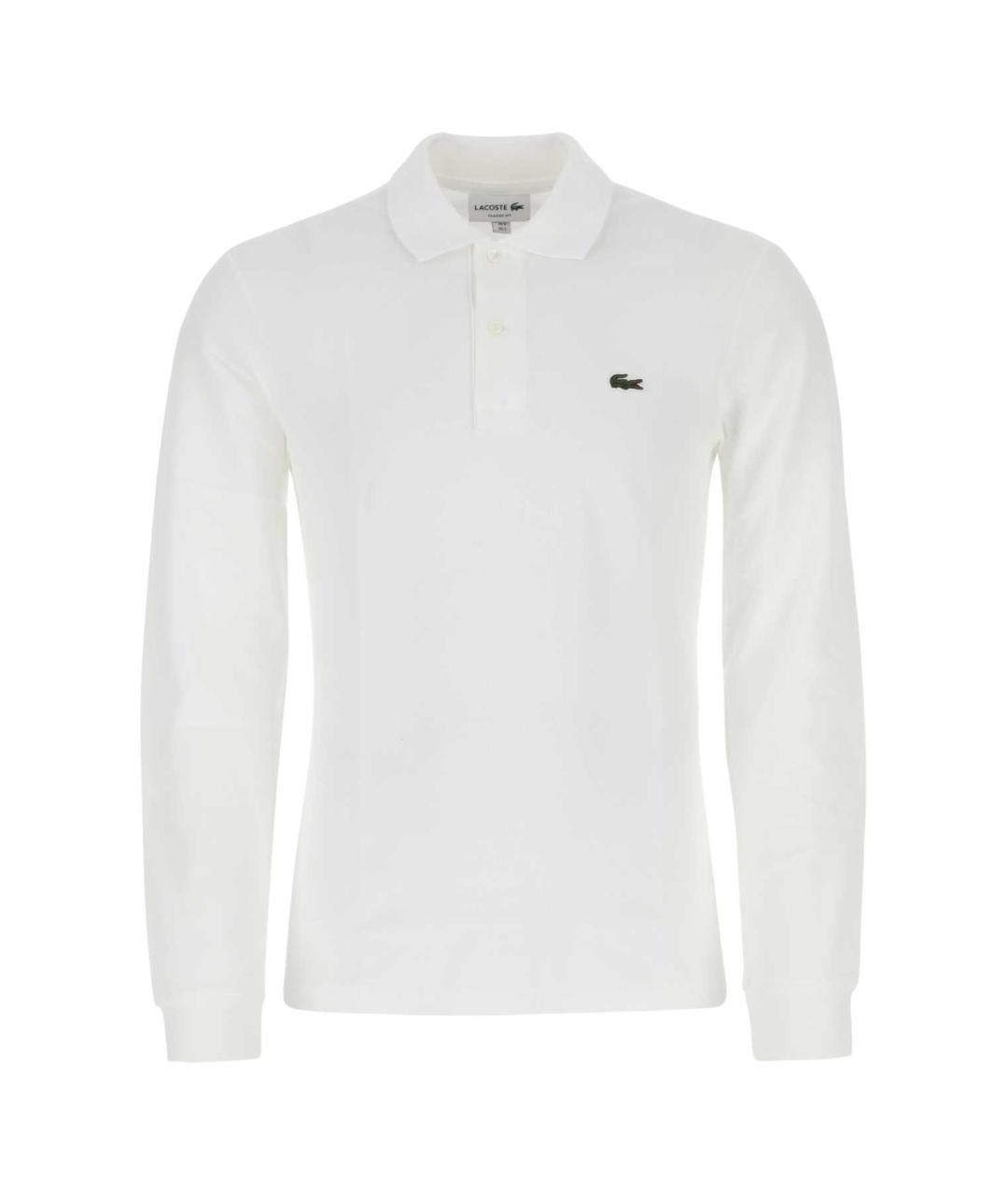 LACOSTE Белое хлопковое поло с длинным рукавом, фото 1