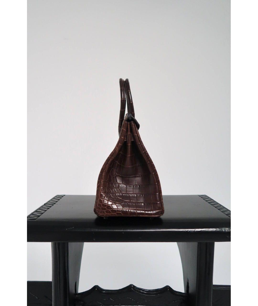 HERMES Бордовая сумка с короткими ручками из экзотической кожи, фото 2