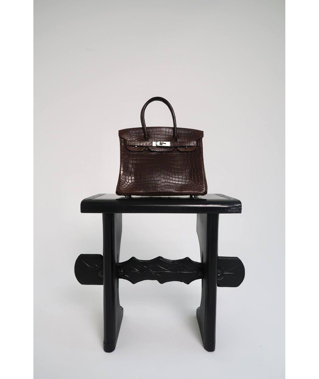 HERMES Бордовая сумка с короткими ручками из экзотической кожи, фото 3