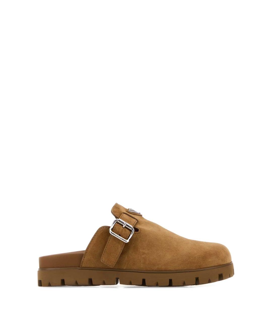 PRADA Коричневые замшевые шлепанцы, фото 1