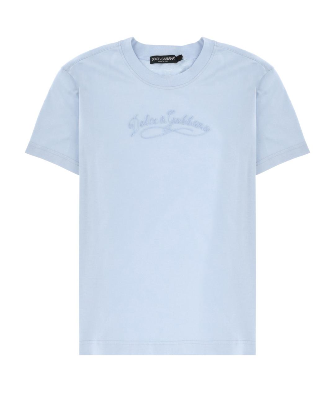 DOLCE&GABBANA Голубая хлопковая футболка, фото 1