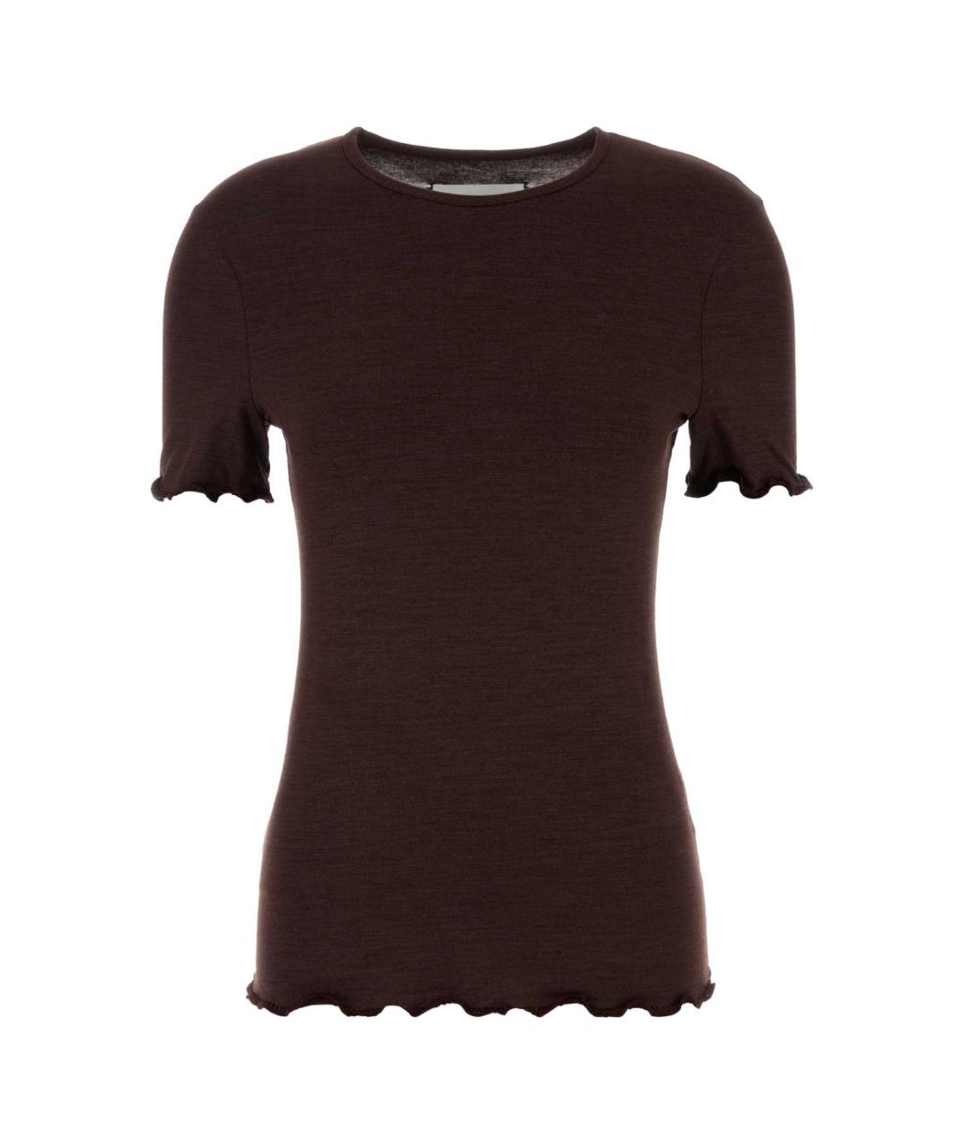 JIL SANDER Бордовая шелковая футболка, фото 1