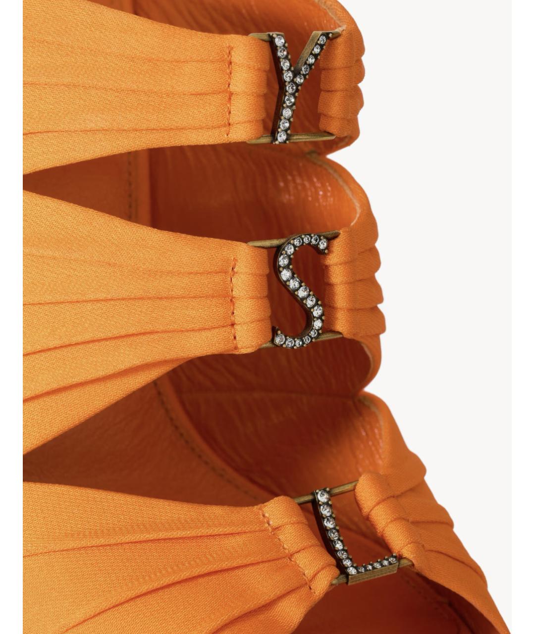 SAINT LAURENT Оранжевое текстильные мюли, фото 3