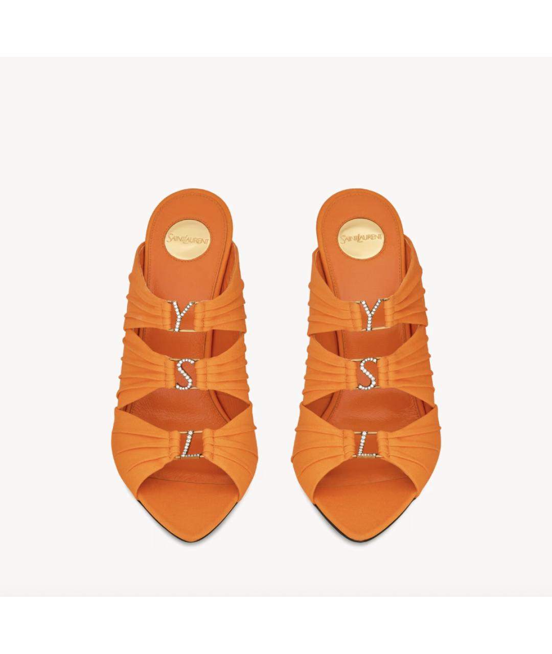 SAINT LAURENT Оранжевое текстильные мюли, фото 2