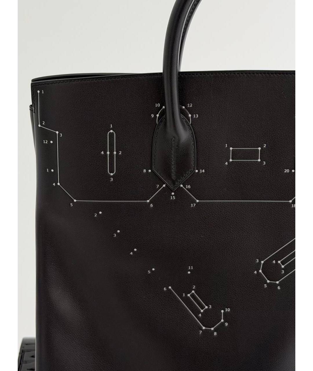 HERMES Черная кожаная сумка тоут, фото 3