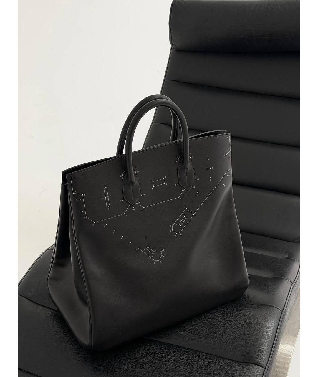 HERMES Черная кожаная сумка тоут, фото 4