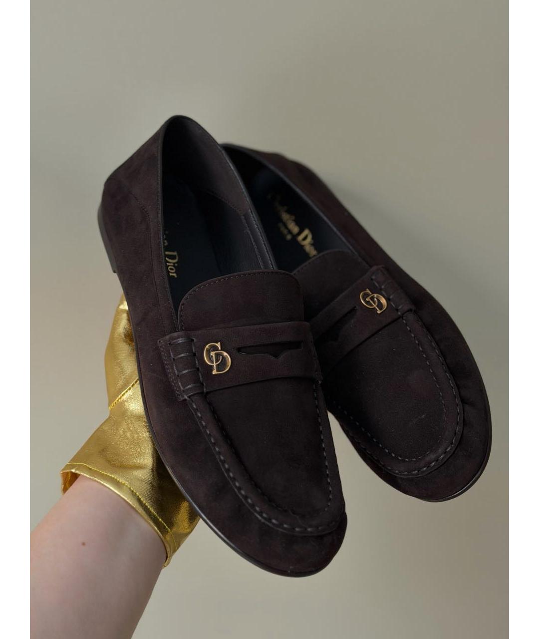 CHRISTIAN DIOR Коричневые замшевые лоферы, фото 5