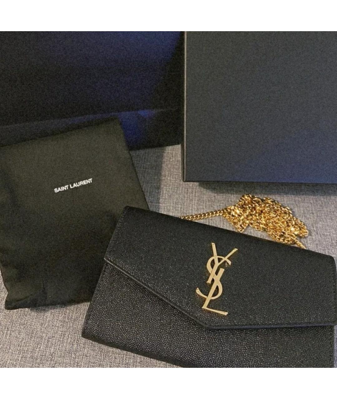 SAINT LAURENT Черная кожаная сумка через плечо, фото 8