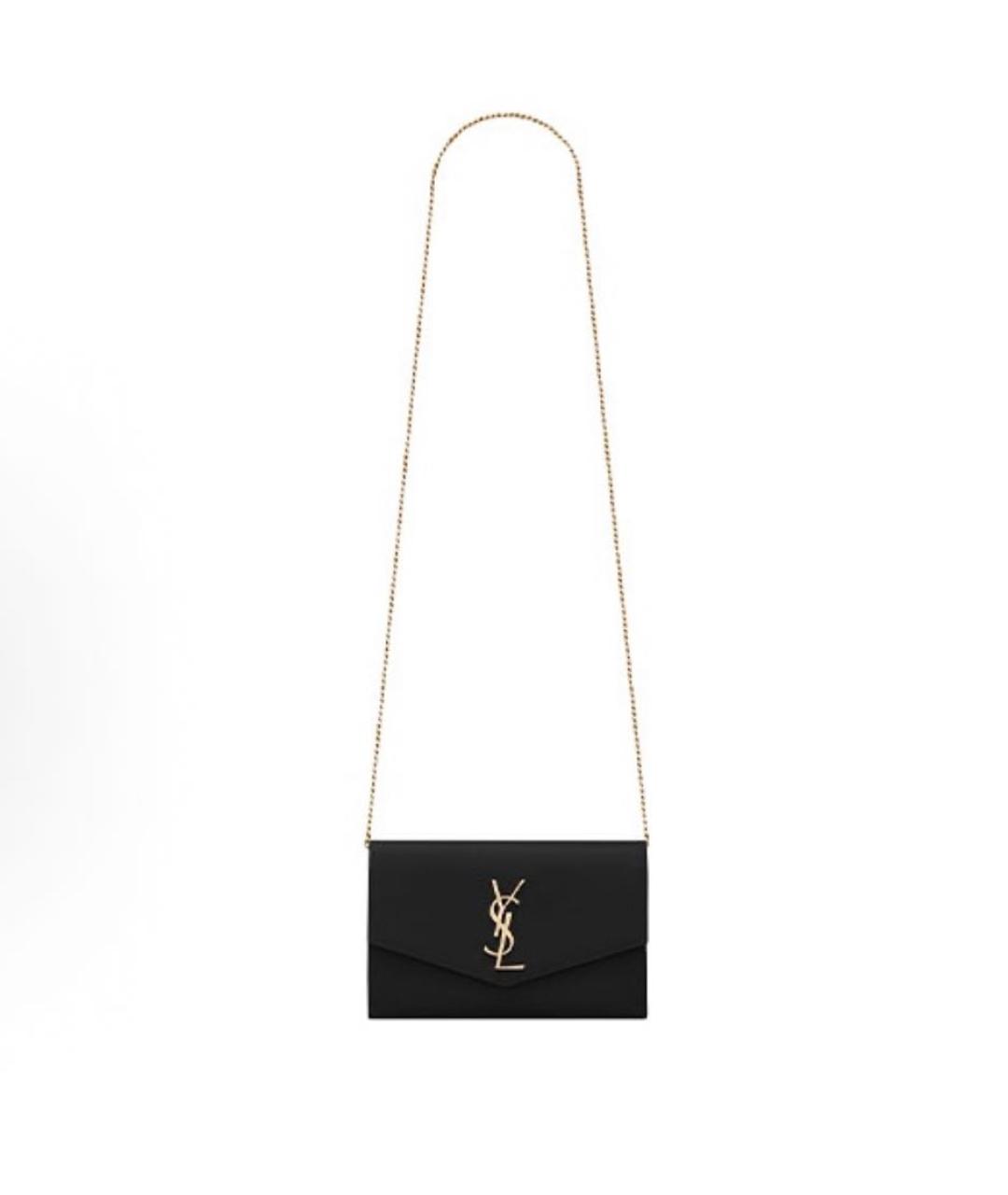 SAINT LAURENT Черная кожаная сумка через плечо, фото 2