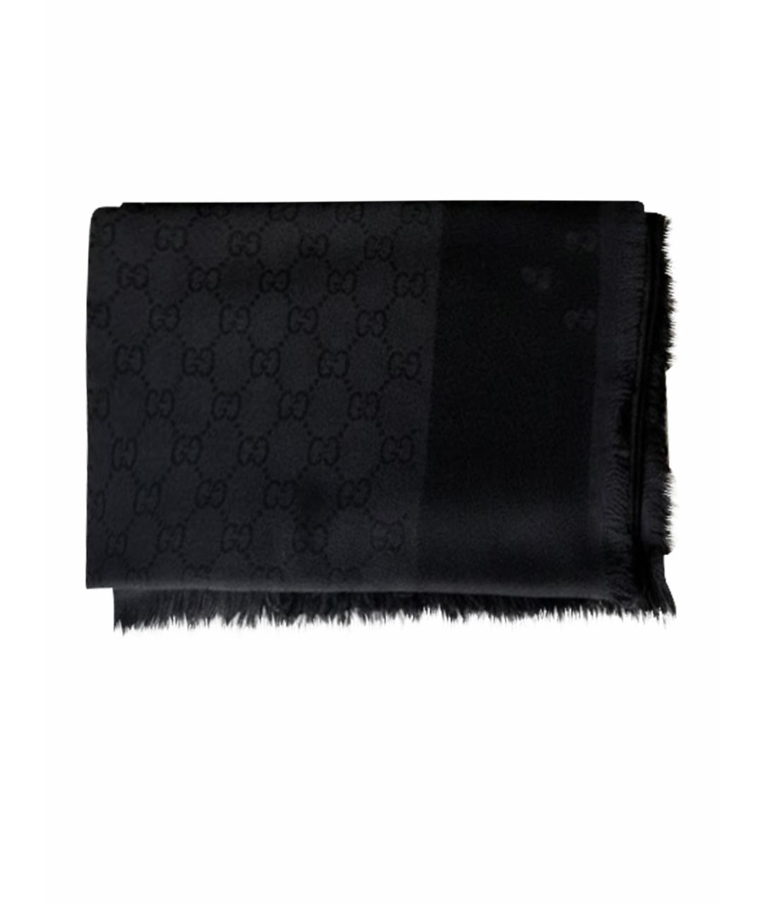 GUCCI Черный шерстяной платок, фото 5
