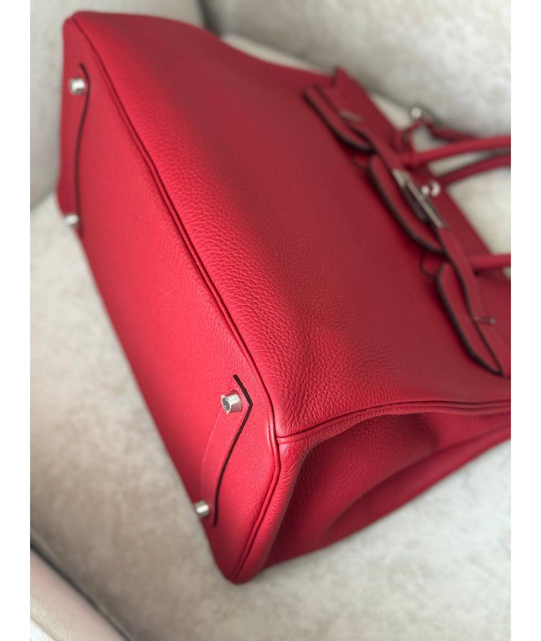 HERMES Красная кожаная сумка с короткими ручками, фото 3