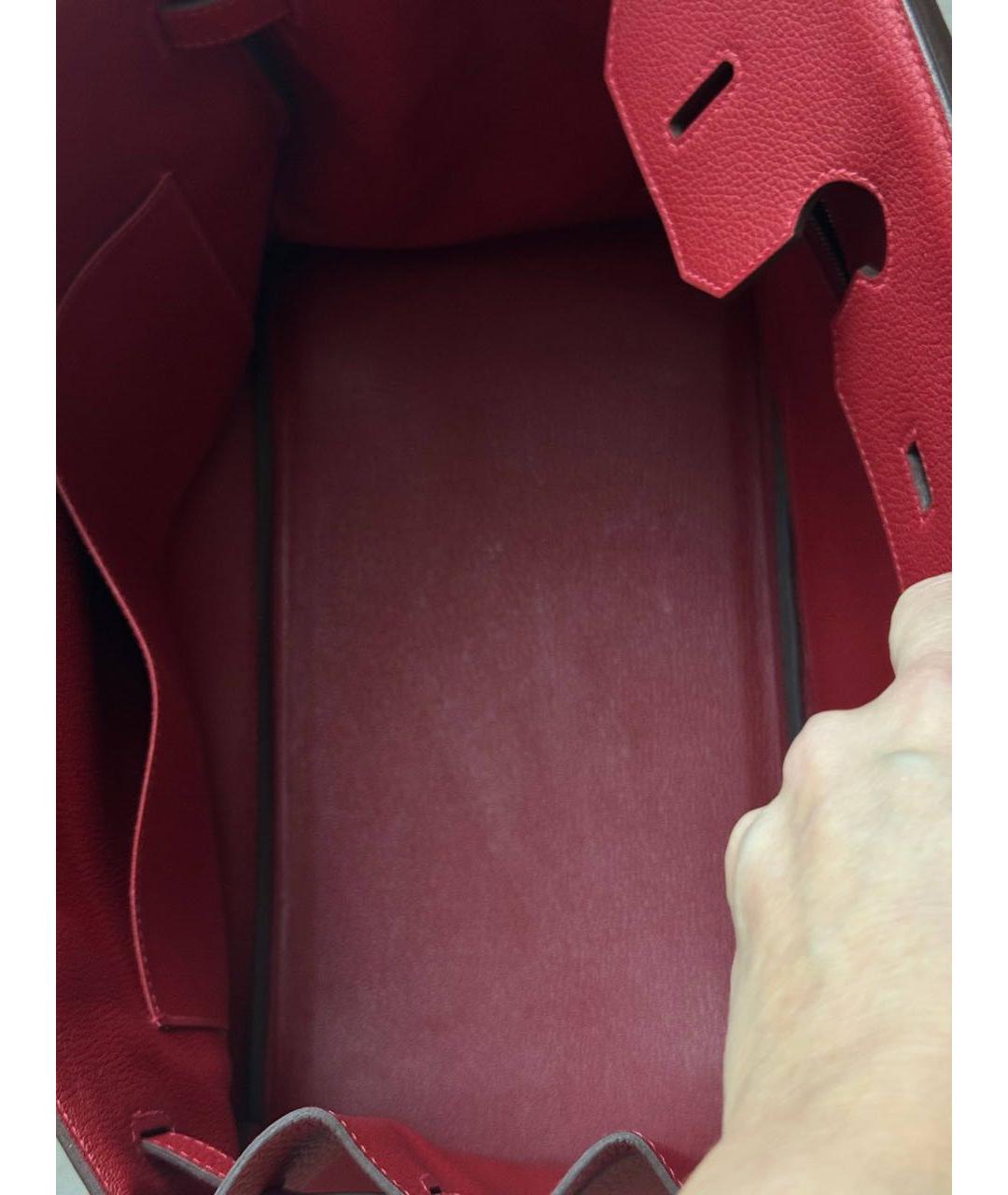 HERMES Красная кожаная сумка с короткими ручками, фото 5