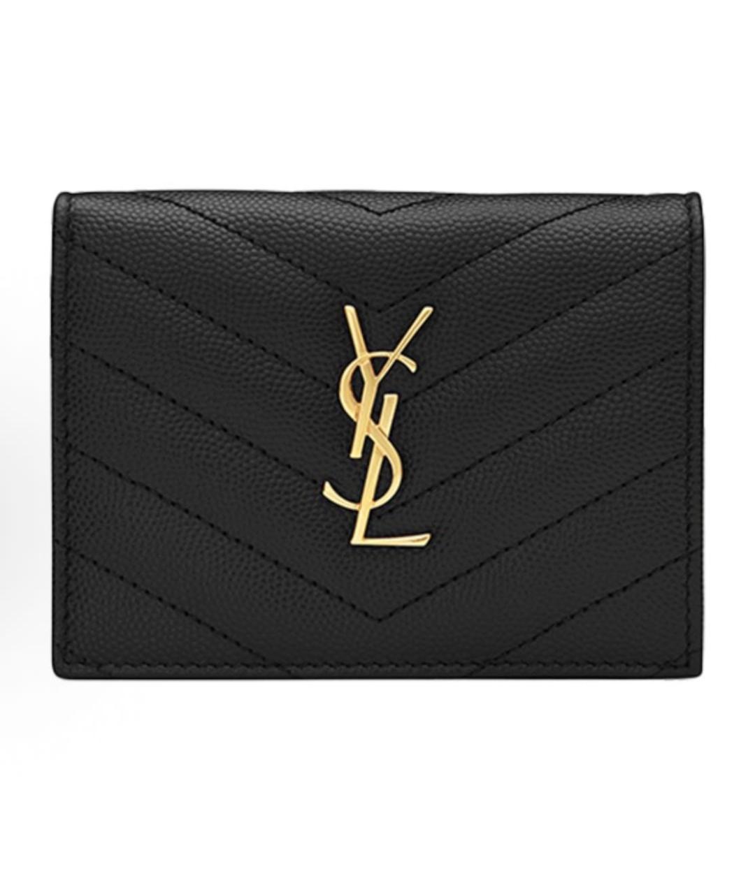 SAINT LAURENT Черный кожаный кошелек, фото 9