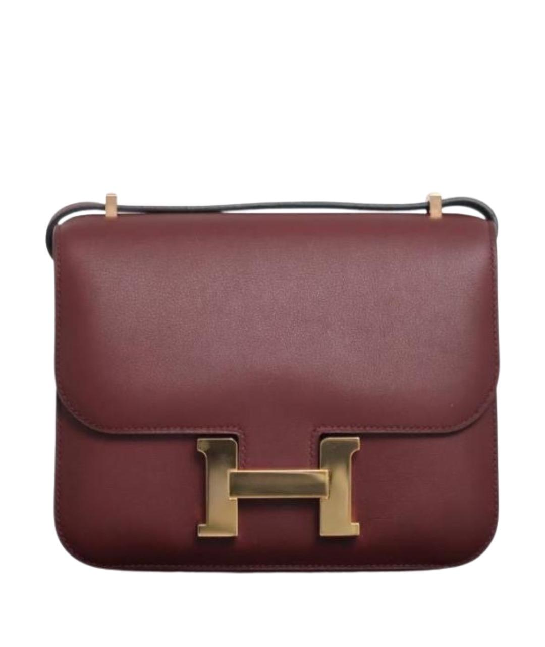 HERMES Бордовая кожаная сумка через плечо, фото 1
