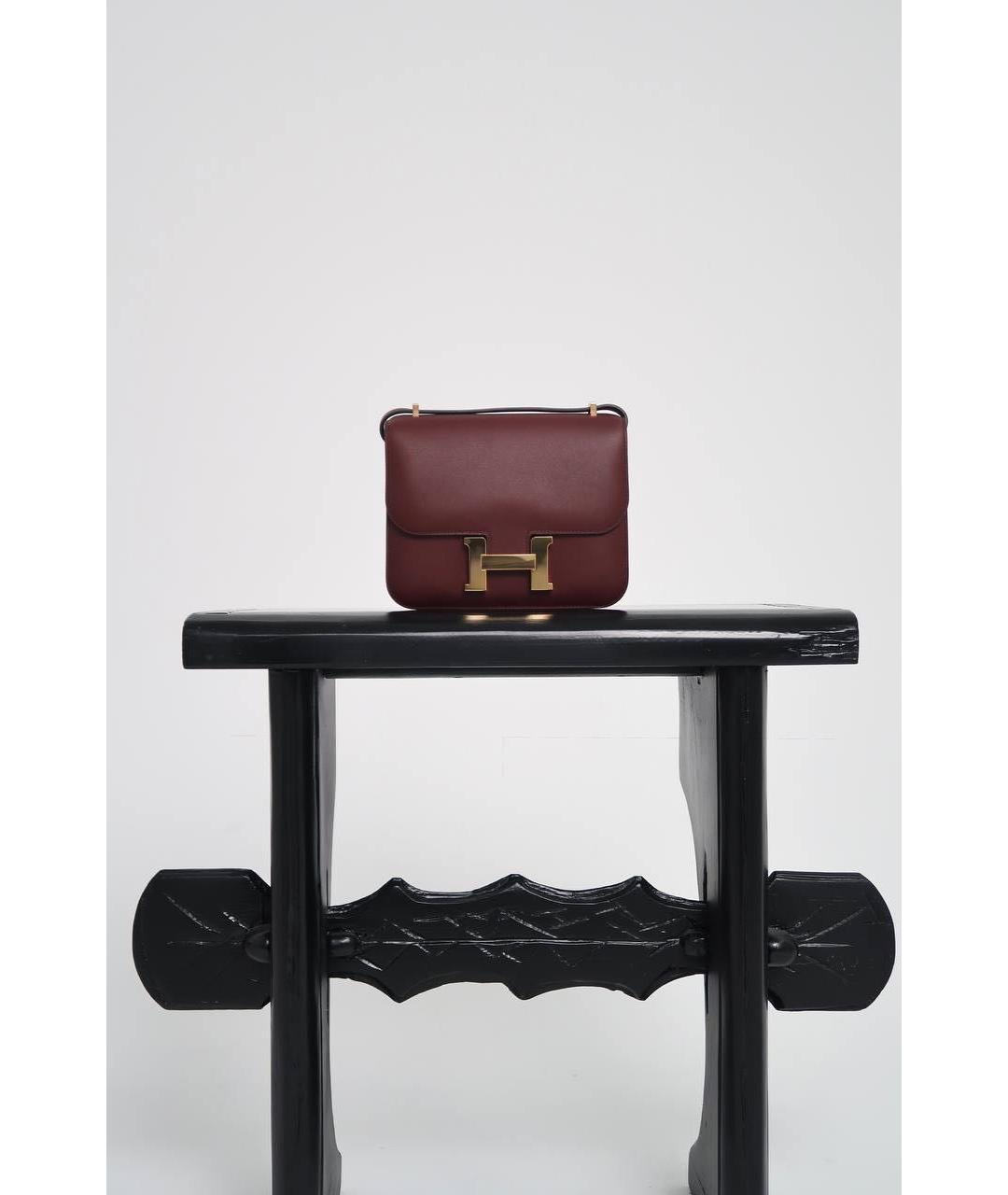 HERMES Бордовая кожаная сумка через плечо, фото 2