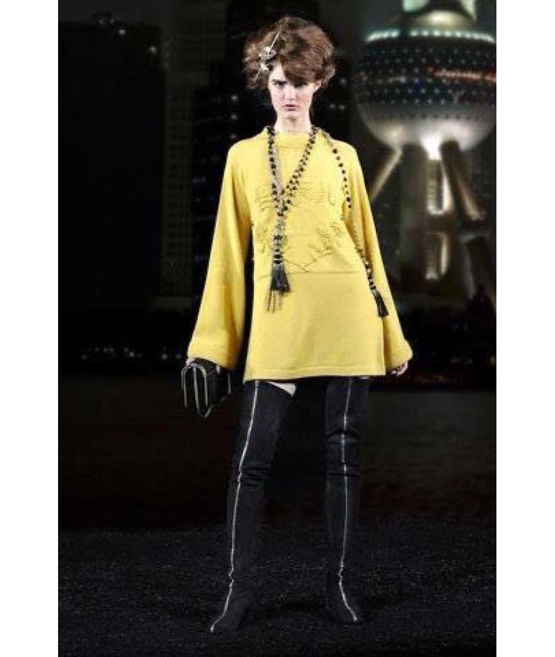 CHANEL Горчичное кашемировое повседневное платье, фото 5