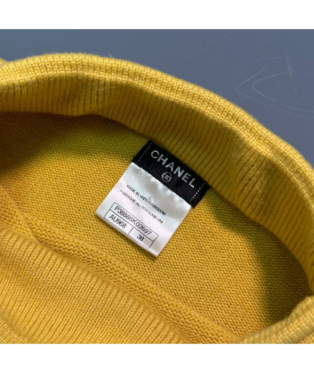 CHANEL Горчичное кашемировое повседневное платье, фото 3